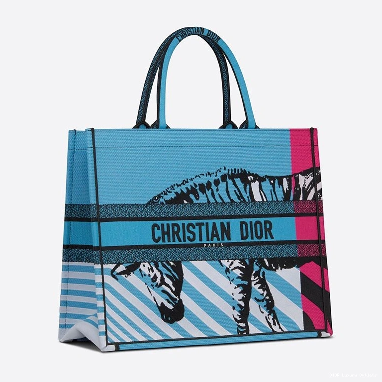 Cheap Blue Book Tote Dior D-Jungle Motif Rose Pop Canvas 0817 Luxury